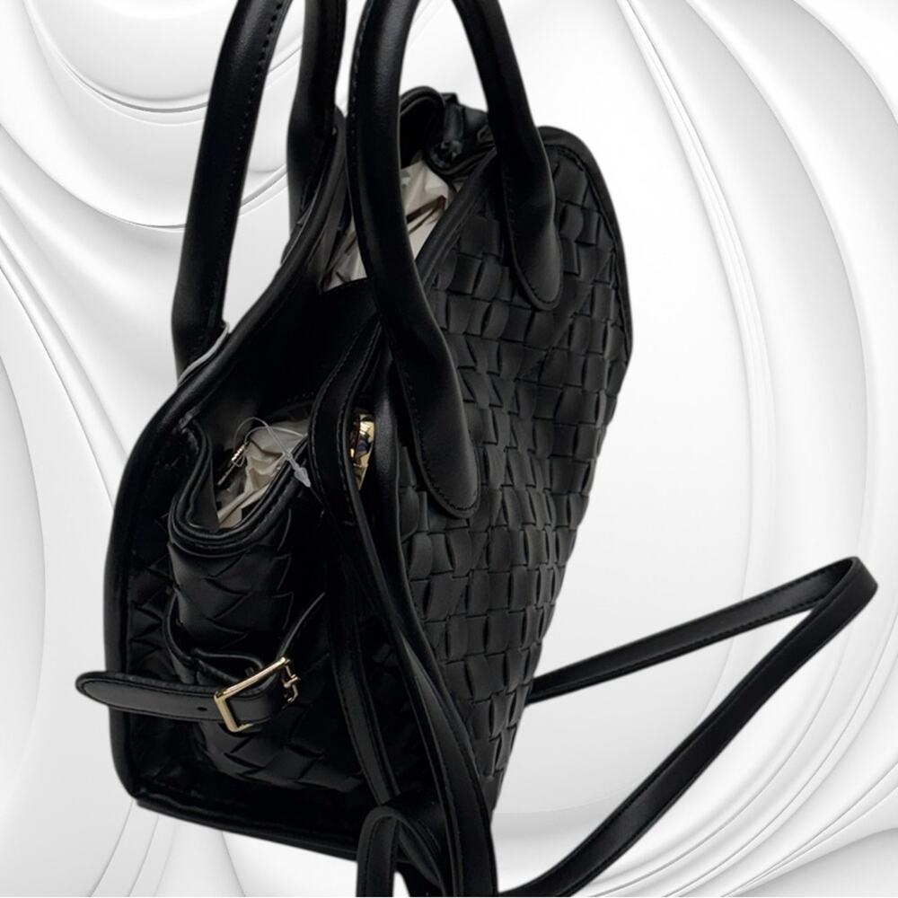 URBAN EXPRESSIONS Black Basketweave KRISTIE CROSSBODY Purse - Picture 4 of 5